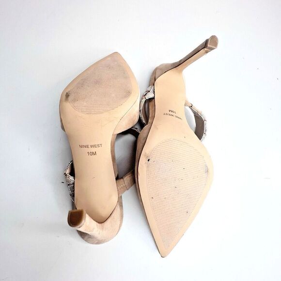 Nine West luxury fresah Shoes West Greet Womens Rhinestone High Heels cream 10M - Picture 3 of 8